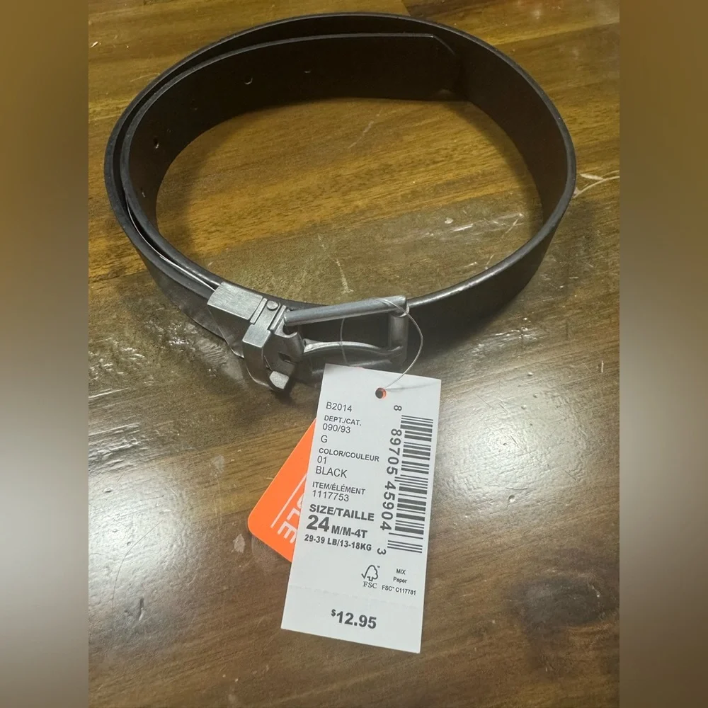 Toddler 24M-4T Black Reversible Belt 29-39 lbs